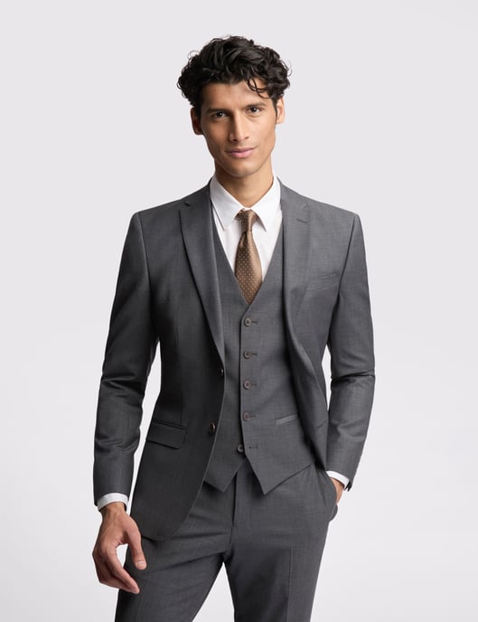 Premium Charcoal Panama Slim Suit Jacket - Image 1