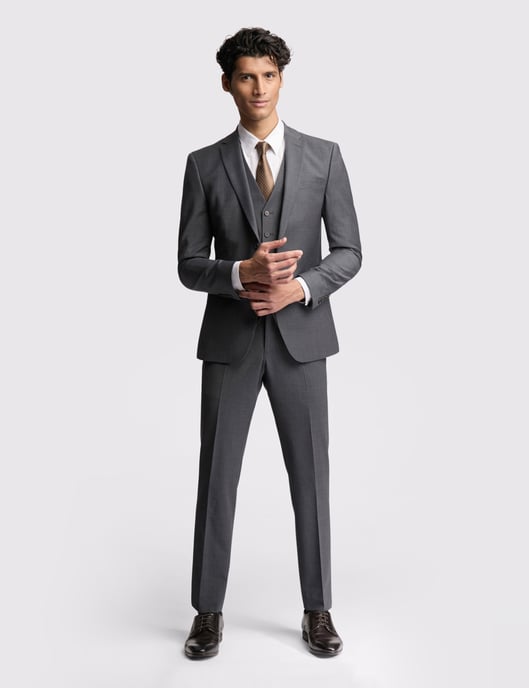 Premium Charcoal Panama Slim Suit Jacket - Image 2