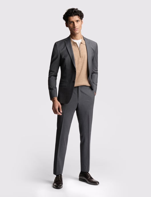 Premium Charcoal Panama Slim Suit Jacket - Image 5
