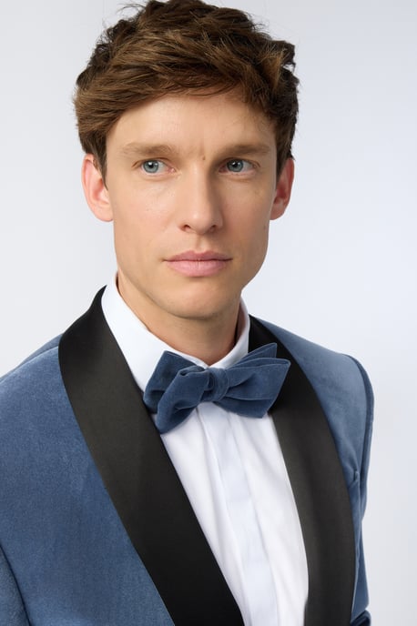 Smoke Blue Velvet Slim Fit Jacket - Image 3