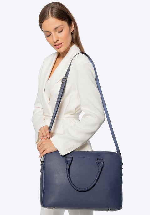 Wittchen Men's 16" Laptop Bag, Imitation Leather, Navy Blue, Eco-leather - Image 3