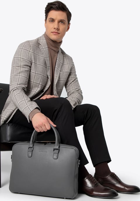Wittchen Heren 16" Laptoptas in Imitatieleer Grijs - Image 1