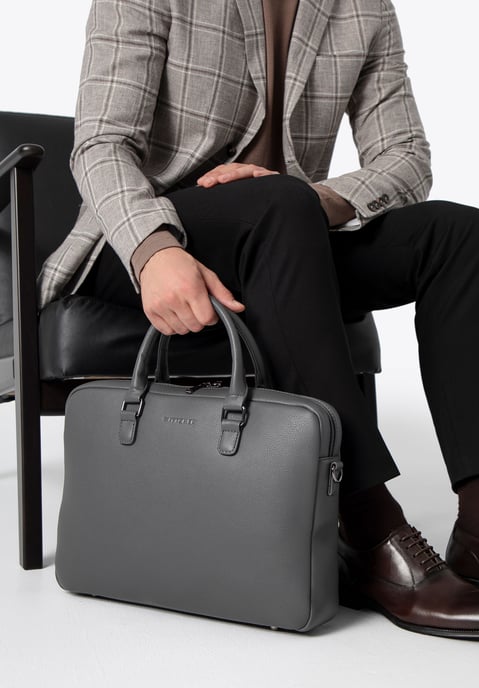 Wittchen Heren 16" Laptoptas in Imitatieleer Grijs - Image 2