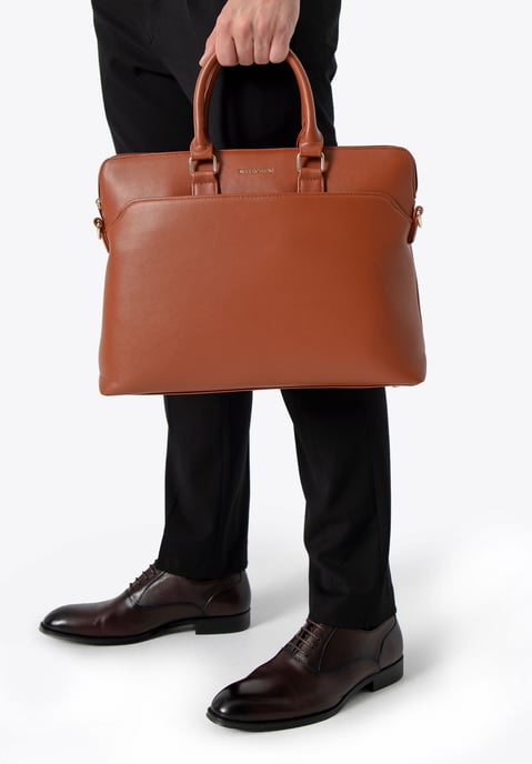 Wittchen Men's 16" Laptop Bag, Light Brown, Imitation Leather, Light Brown, Eco-leather - Image 2