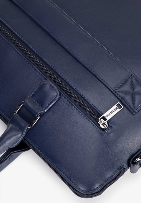 Wittchen Men's 16" Laptop Bag, Imitation Leather, Navy Blue, Navy Blue, Eco-leather - Image 5