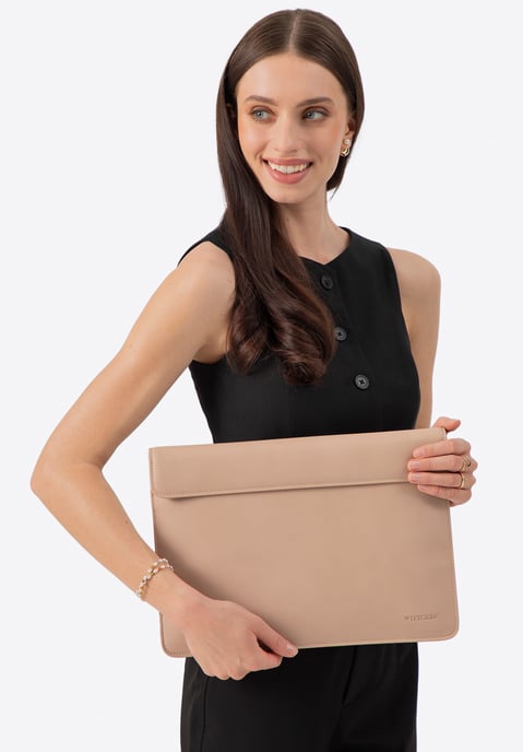 Wittchen Men's 13" Laptop Case in Imitation Leather Beige - Image 2