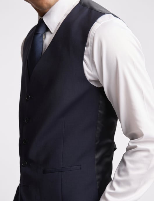Premium Navy Panama Waistcoat - Image 3