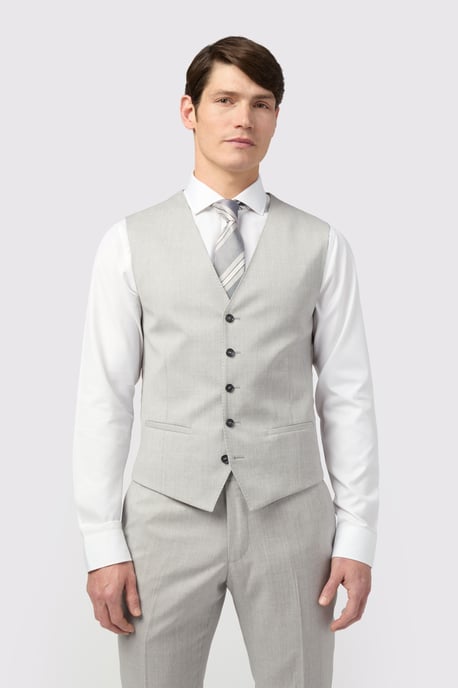 Slim Fit Italian Grey Twill Waistcoat - Image 1