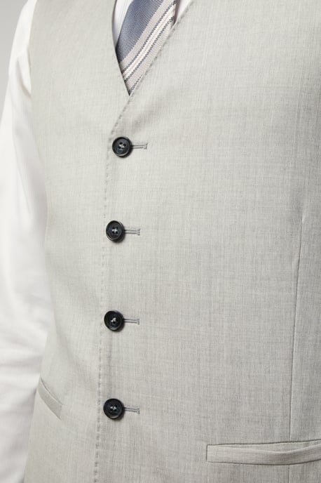 Slim Fit Italian Grey Twill Waistcoat - Image 2