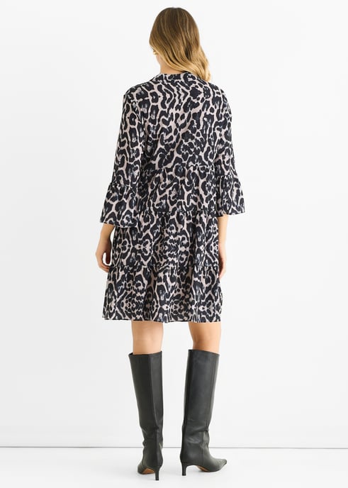 Grey Animal Print Skater Mini Dress - Image 4