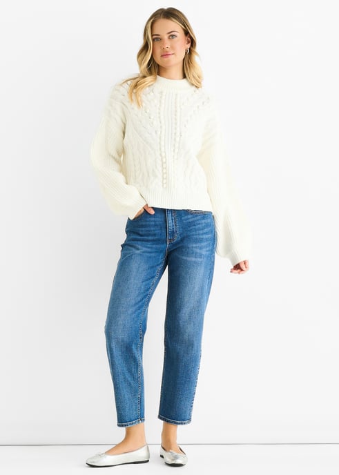White Chunky Knit Oversized Jumper - Image 1