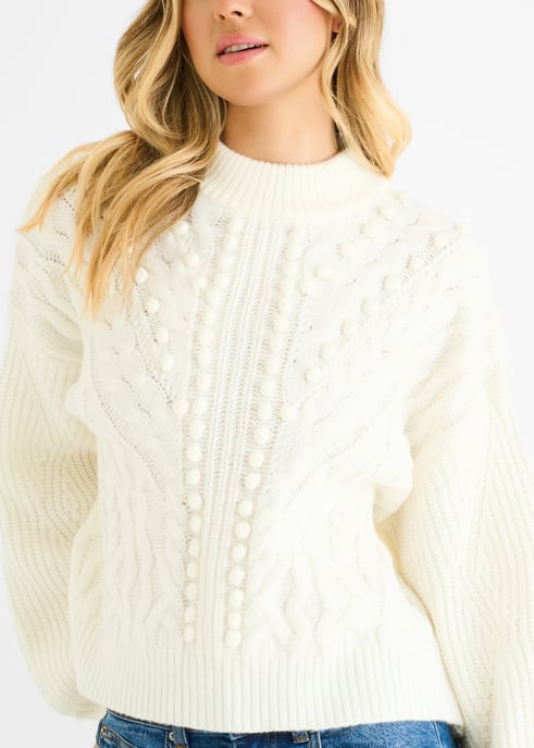 White Chunky Knit Oversized Jumper - Image 2