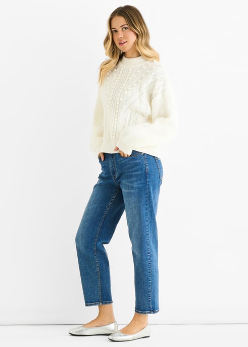 White Chunky Knit Oversized Jumper - Image 3