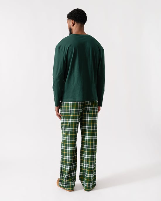 Relaxed Long Sleeve Pyjama Set in Dark Green - Image 2