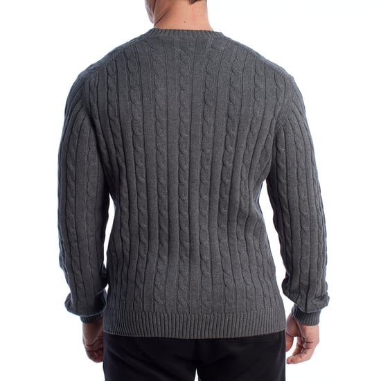 Herrtröja med kabelstickning, rundad hals US40173042 - Image 6