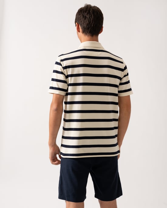 Striped Polo Polo Shirt in Ivory - Image 2