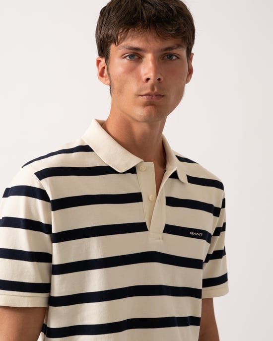 Striped Polo Polo Shirt in Ivory - Image 3