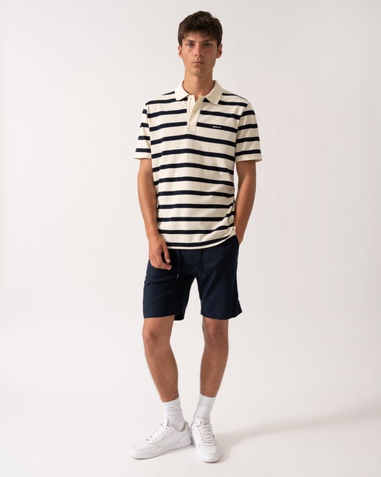 Striped Polo Polo Shirt in Ivory - Image 4