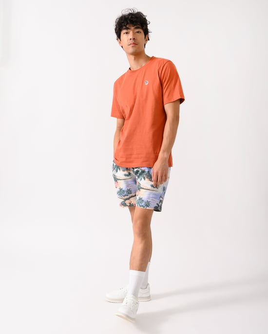 Regular Fit Printed Drawstring Regular Fit Shorts in Light Blue - Image 4
