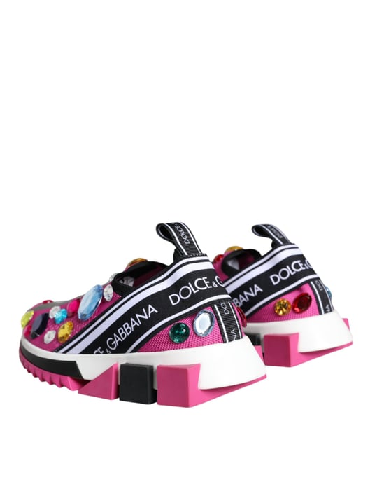 Dolce & Gabbana Roze Zwart Kristal Dames Sneakers Schoenen - Image 4