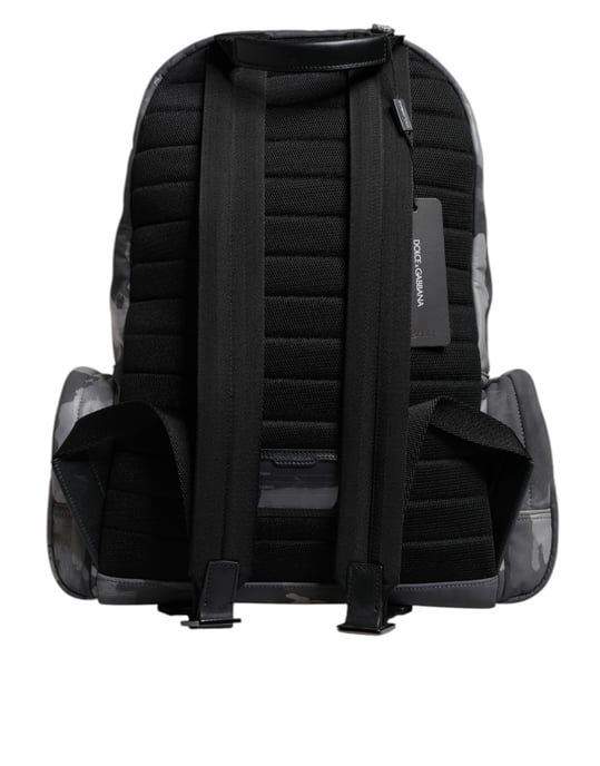 Grå bomullsmönstrad logoskyltsryggsäck - Image 4