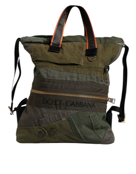 Military Green Patchwork Rucksack Backpack Bag - Image 1