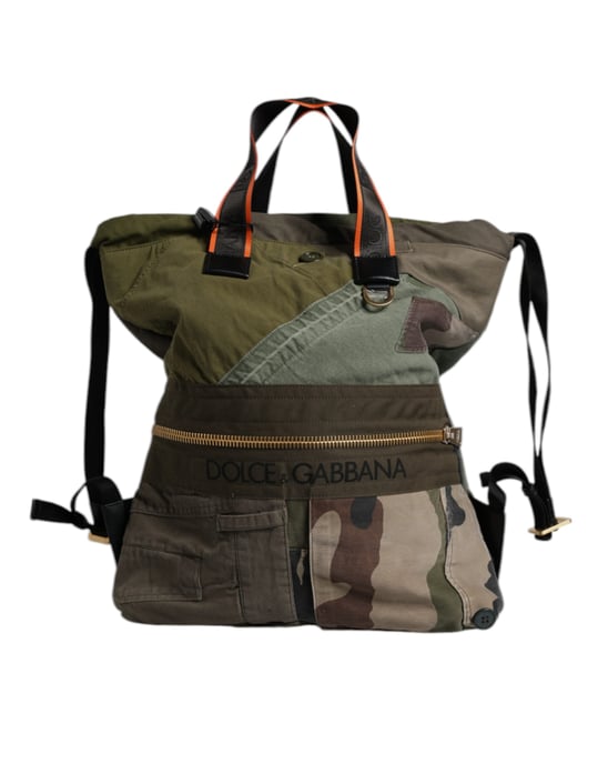 Military Green Patchwork Rucksack Backpack Bag - Image 4