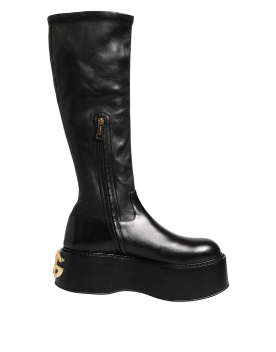 Platform Leather Kneehigh Boots - Image 1