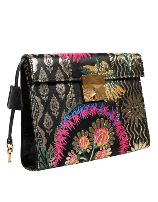 Multicolor Jacquard Floral Document Briefcase Bag - Image 2