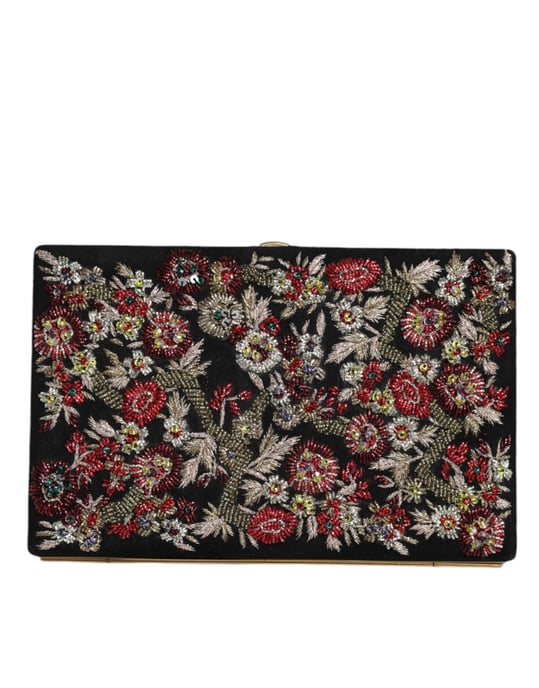 Flerfärgad Blomster Guldrahm Clutch Kvällsväska - Image 1