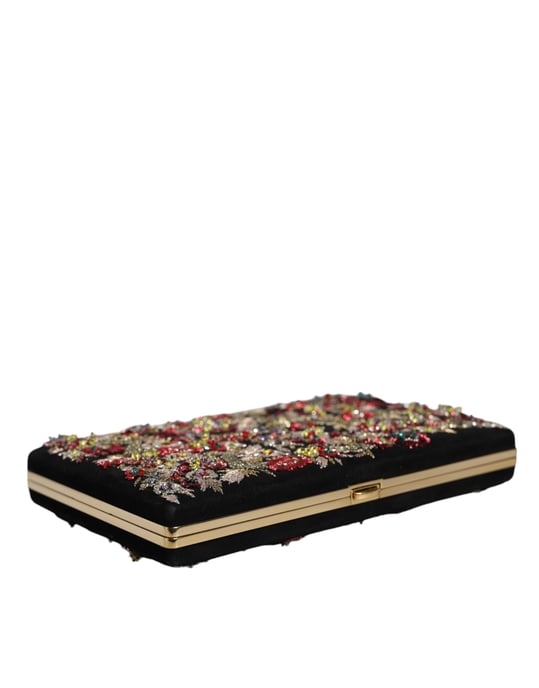 Flerfärgad Blomster Guldrahm Clutch Kvällsväska - Image 3