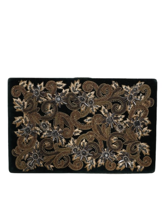 Black Velvet Gold Frame Clutch Evening Party Purse Bag - Image 3