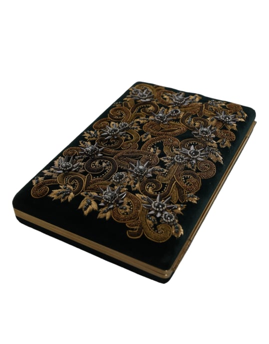 Black Velvet Gold Frame Clutch Evening Party Purse Bag - Image 4