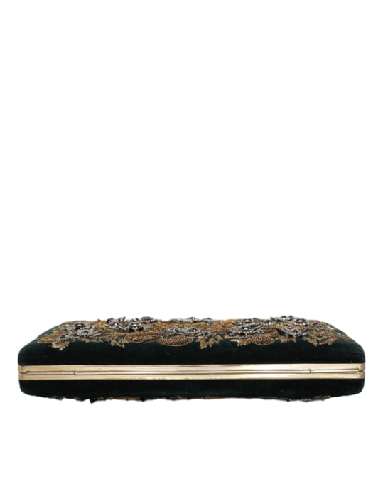Black Velvet Gold Frame Clutch Evening Party Purse Bag - Image 5