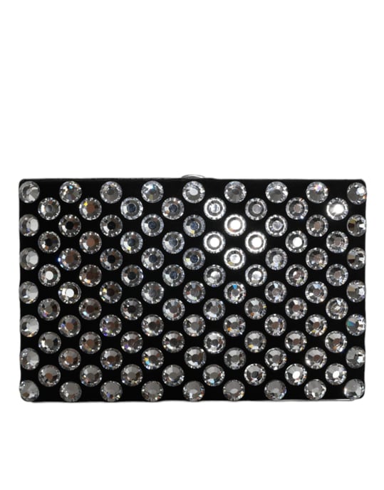Black Velvet Crystal Clutch Evening Party Purse Bag - Image 1