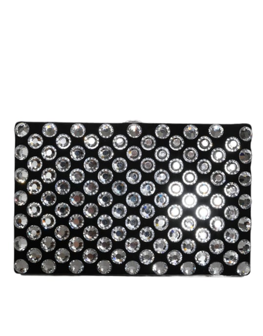 Black Velvet Crystal Clutch Evening Party Purse Bag - Image 3