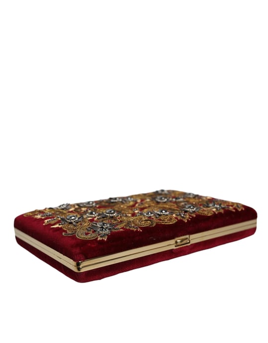 Rode Fluwelen Gouden Hoes Clutch Avondfeest Handtas - Image 3
