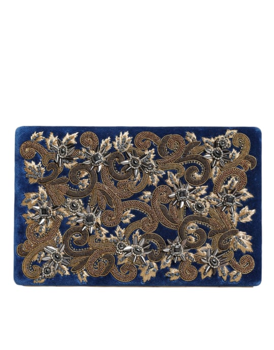 Blå Sammet Guldram Clutch Kvällsfestväska - Image 2