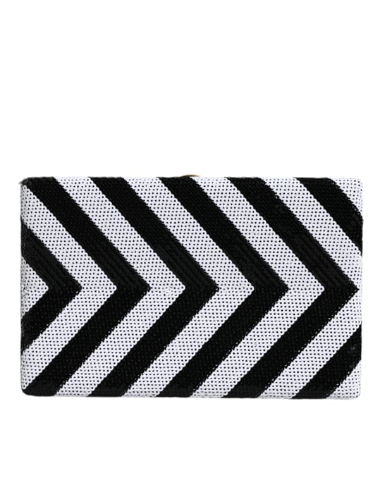 Black White Gold Frame Clutch Evening Party Purse Bag - Image 1