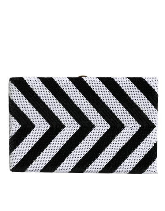 Black White Gold Frame Clutch Evening Party Purse Bag - Image 3