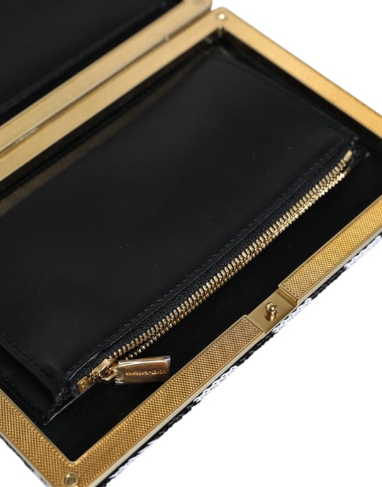 Black White Gold Frame Clutch Evening Party Purse Bag - Image 5