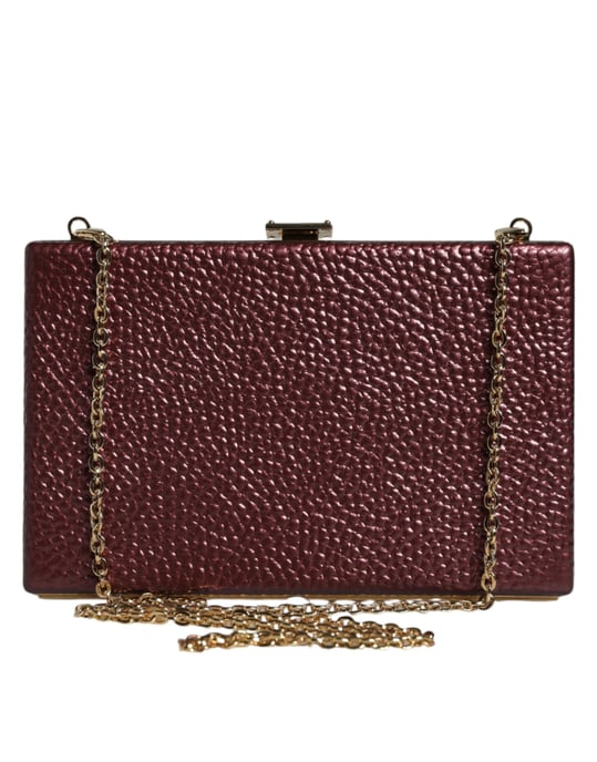 Maroon Leather Clutch Evening Crossbody Bag - Image 2