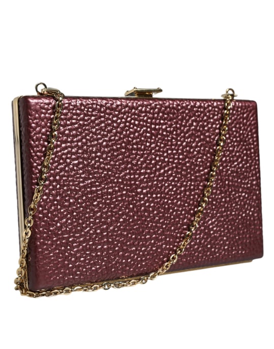 Maroon Leather Clutch Evening Crossbody Bag - Image 3