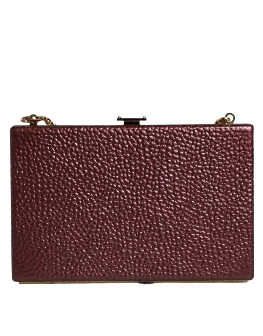 Maroon Leather Clutch Evening Crossbody Bag - Image 4