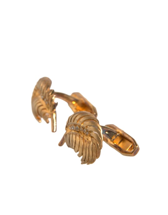Guld 925 Sterlingsilver Kristallblad Manschettknapp - Image 2