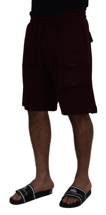 Fleecebyxor Burgunderröda Cargo Shorts - Image 2
