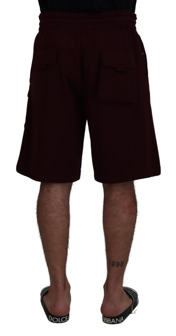 Fleecebyxor Burgunderröda Cargo Shorts - Image 3