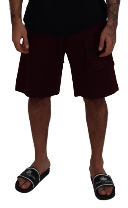 Fleecebyxor Burgunderröda Cargo Shorts - Image 4