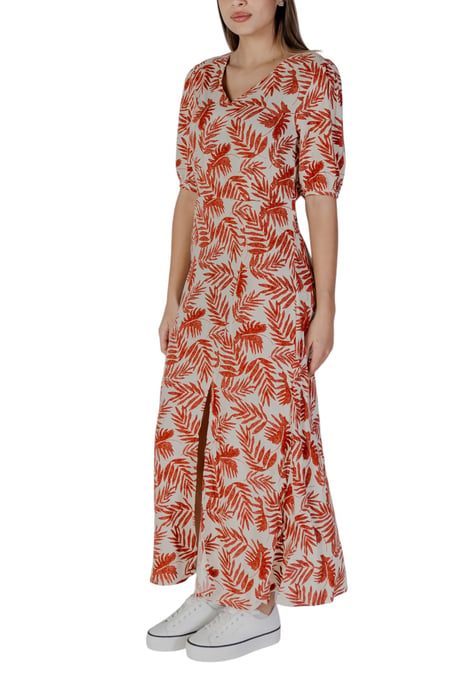 Bladprint Maxi-jurk V-hals Korte Mouwen - Image 3