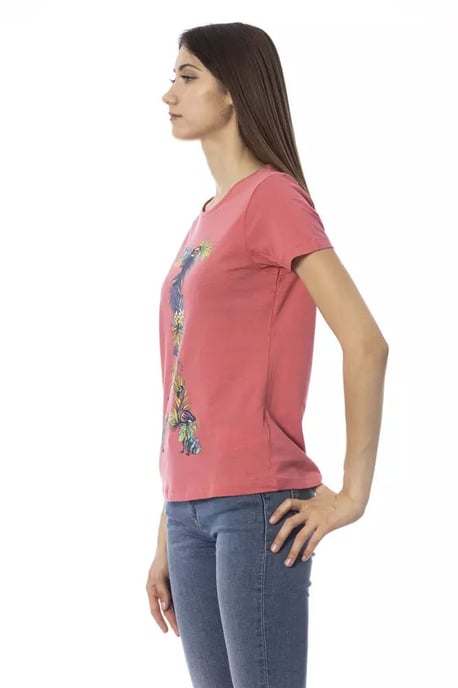 Blommig T-shirt med kort ärm och rund halsringning - Image 2
